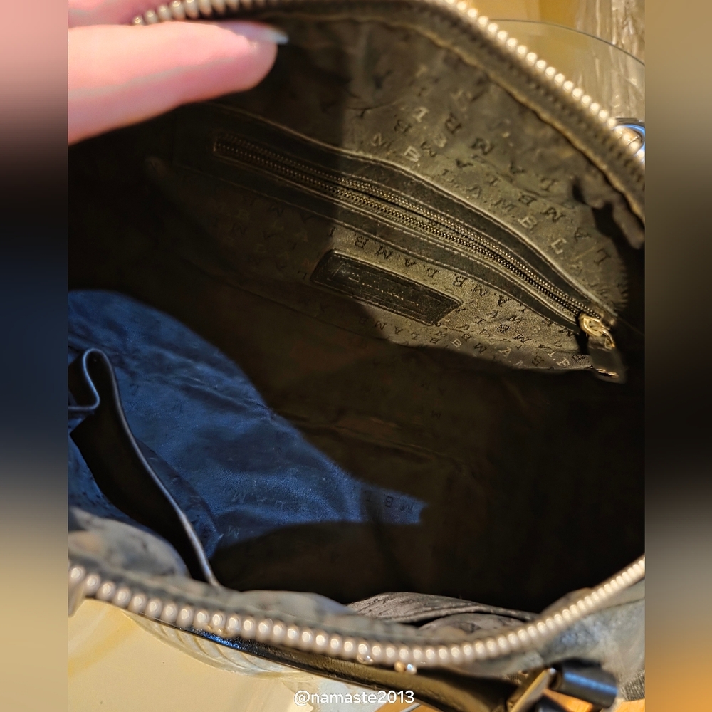 L.A.M.B. Gwen Stefani Small Satchel Silver Black Grey Designer Leather #104 - Picture 5 of 13